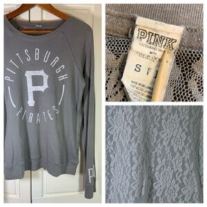 Victorias Secret MLB Pittsburgh Pirates T Shirt Lace Back PINK Small 5th & Ocean